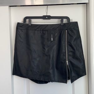 Faux leather skort.